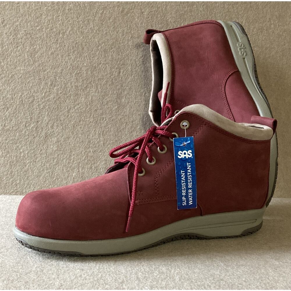 SAS Gretchen‎ Ankle Boot Women’s Sz 9.5 New Maroon Red Water Slip Resistant